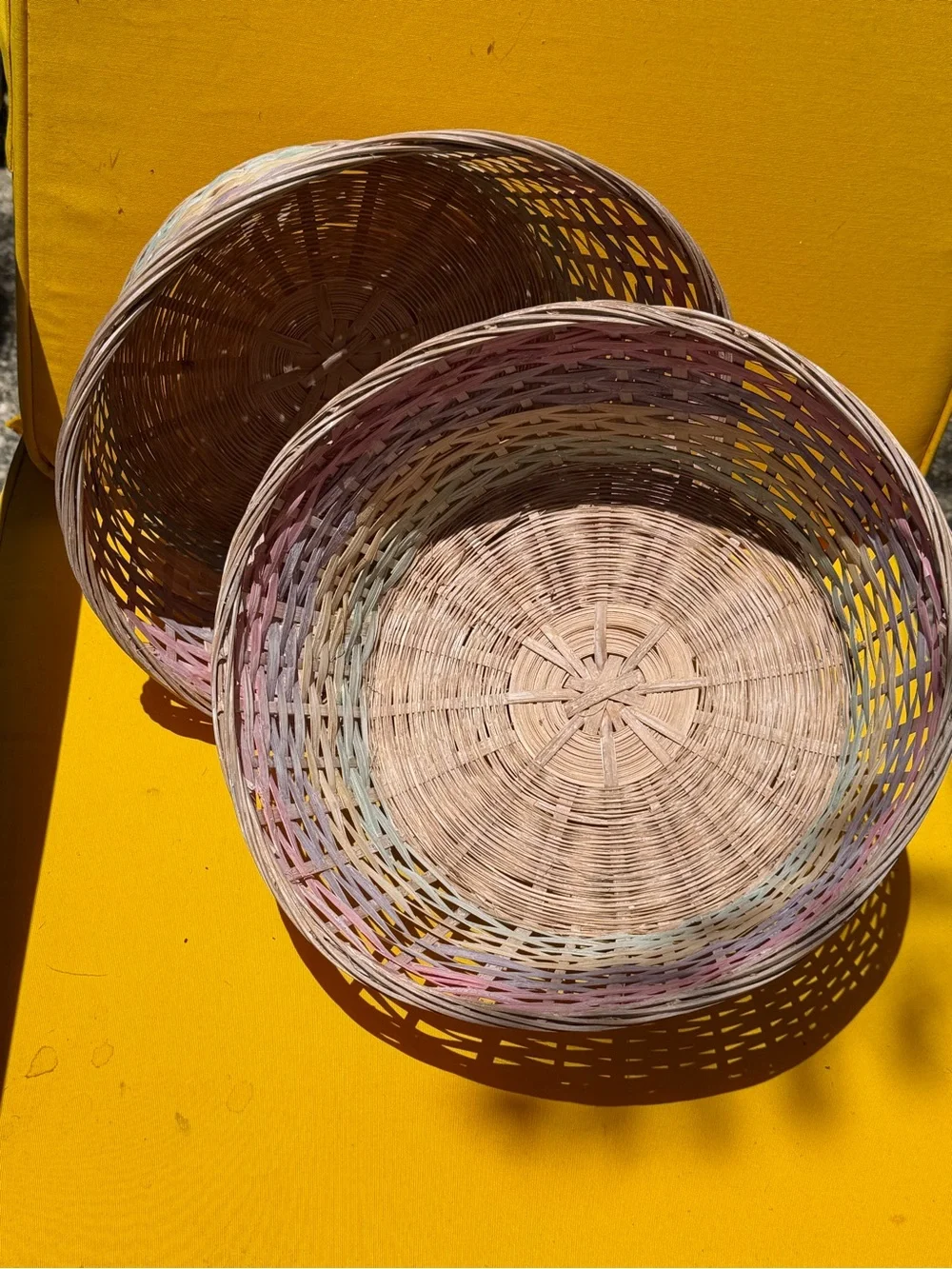 Woven Multi-Color Round Rattan Basket - Home Accents